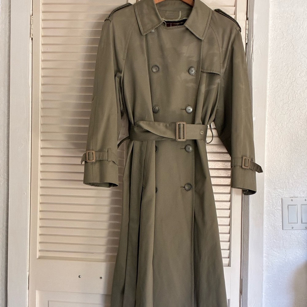 London Fog Tan Trench Coat with Plaid Lining